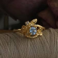 Bohemian Three Stone Forest Ring With Celestial Moonstone and Diamonds - Etsy