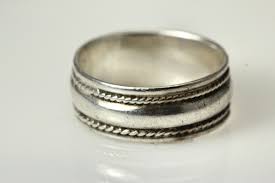 925 Sterling Silver Size 8.75 Textured Edge Band 5.3 Grams ...