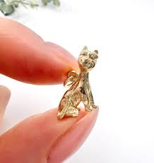 Vintage 9ct Yellow Gold, Cat Pendant, Bracelet Charm ...