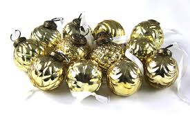 2'' Gold Mix Pattern Color Mercury Glass Ornaments. Set of ...