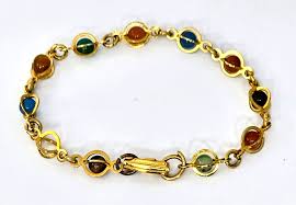 CHAKRA BRACELET MIXED ROUND GLASS STONE GOLD TONE WIRE ...