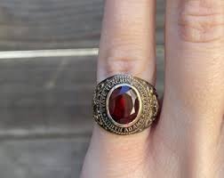 Vintage Solid 10k Yellow Gold Ruby Class Ring - Size 4.25 ...