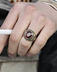 Vintage College Ring Round [ONEL CO 10kt Gold x Ruby Glass ...