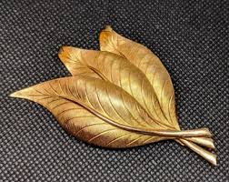 Scottish Whistle- Large Leaves Brooch - Gold Tone Wheat Pin - Etsy Australia
