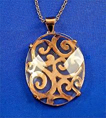 STERLING SILVER ROSE GOLD TONE FILIGREE PENDANT W/BRIOLETTE CUT CRYSTAL | eBay