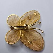 Vintage Gold Tone Mesh Butterfly Brooch With Rhinestones MCM Fashion Jewelry | eBay