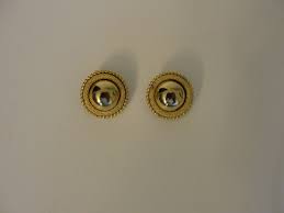 Vintage BED Gold Tone Shiny Cab Center Rope Mesh Edge Clip Earrings | eBay