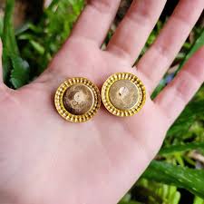 Vintage Pair of Light Pink & Gold Chunky Stud Earrings - Etsy