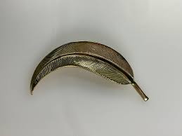 Vintage Pin Brooch Gold Toned Curved Feather Design Used - Etsy India