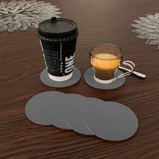 Heart Home Coaster | Round Drink Coasters | Foam Tea Coasters for Kitchen | Coasters for Dining Table | Office Desk Coasters | Lining Round Coaster | 6 Piece Set | Gray : Amazon.in: Home & Kitchen