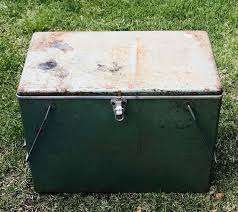 VINTAGE GSW METAL COOLER CHILL CHEST W/GALVANIZED INTERIOR ...