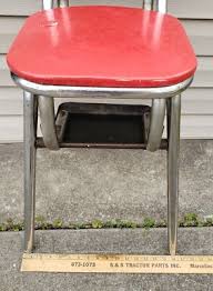 Vintage Retro Red Cosco Chrome Kitchen Step Stool Farm Chair Plant Stand Vinyl | eBay
