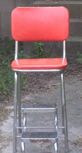 VINTAGE RED MID CENTURY MODERN KITCHEN STEP CHAIR CHROME AND VINYL KITCHEN | eBay