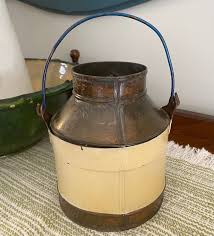 Lg OOAK Copper Milk Can Jug W/ HANDLE Vintage Handpainted Delft Aged Metalware Vase Primitive PATINA Blue Floral Rustic Kitchen Vessel Decor - Etsy Australia