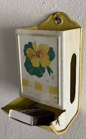 Metal Match Box Holder Wall Mount 6x3x3 Vintage | eBay