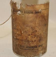Vintage US Naval Ammunition Depot Smokeless Powder Magazine Sample Bottle | #1818624508