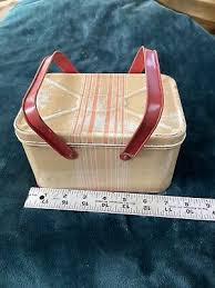 Vintage child's fabric pattern lunchbox lunch pail with tray & handles circa1950 | eBay