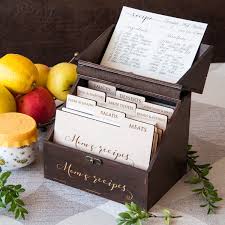 Wooden Recipe Box - Personalized Recipe Card Box for Moms Birthday