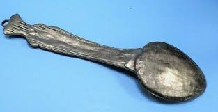 single TIN WOODSMAN / CROSBY & TAYLOR PEWTER SERVING SPOON (FISH HANDLE) | eBay