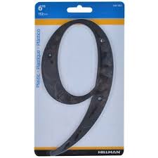 Hillman 6 in. Black Plastic Nail-On Number 9 1 pc (Case of 3 ...