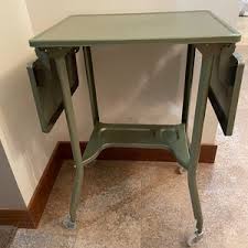 Vintage Green Metal Rolling Dropleaf Typewriter Table Desk ...