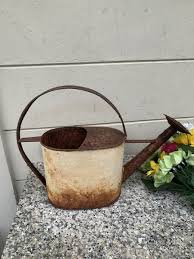 Vintage Watering Can Used For Planter Rusty Patina with Flowers | eBay
