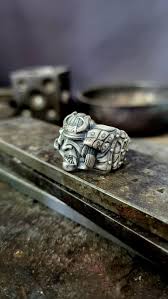 Oxidized Sterling Silver Samurai Ring: Kamakura Bushi Biker ...