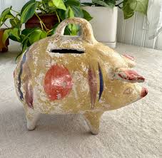 Vintage Rustic Piggy Bank Mexico, Folk Art, Handmade ...