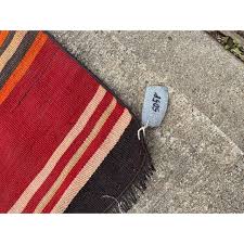Vintage Striped Pattern Kilim Runner Rug | Chairish