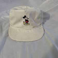 Vintage Mickey Mouse Walt Disney White Leather Strapback Rope Trucker Hat Cap | eBay