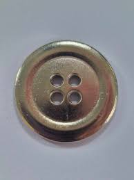 Silver 4 Hole Flat Metal Wide Rim Button - The Button Queen