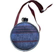 Vintage Round Striped Fleece Metal & Plastic Canteen, Long ...