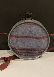 Vintage 4Qt Round Oasis Canteen Galvanized Metal Wool Fabric ...