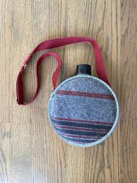 Vintage 2qt Metal Canteen With Wool Stripe Design - Etsy