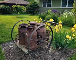 Antique Metal Wheels With 4 Large Antique Cans - Etsy