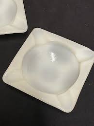 Pair of vintage milk glass ashtrays small 3.25 in square ...