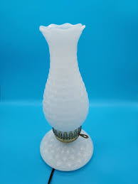 Vintage White Quilted Milk Glass Electric 13" Boudoir Table ...