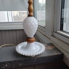 Vintage 50s Working Hobnail & Quilted Wood and White Slag Glass Table Lamp - Duel Prong, Push Switch, Graduated Glass Accent Dish Light 13" - Etsy