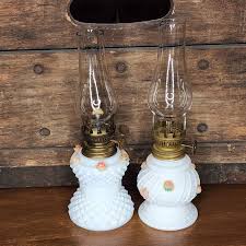 Vintage Miniature Oil Lamps, White Hobnail, Floral - Etsy