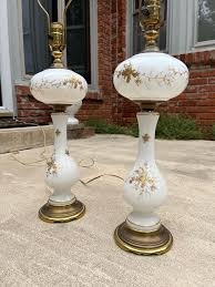 1970s Gold Leaf Painted Porcelain Table Buffet Lamps- a Pair ...