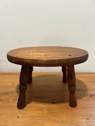Vintage Oval Wood Footstool | Milking Stool | Plant Stand ...