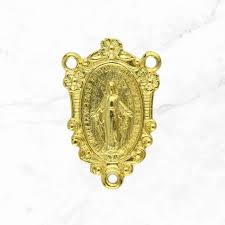 Gold Tone Floral Miraculous Medal | Livolsi Rosaries