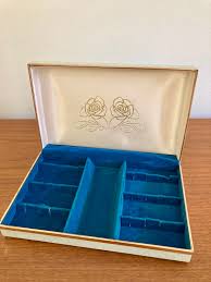 Vintage Tilley Jewellery Box: Teal Ostrich Leatherette ...