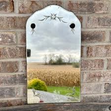 Arched Mirror Frameless Art Deco Vintage Mirror With Etched Flowers 18 X 10 Inch Mirror - Etsy