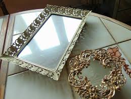 Lot 2 Vanity Tray with Mirror Rectangle and Filigree Mirror ...