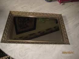 Vintage Perfume Tray Vanity Mirror Gold Tone with Filigree ...