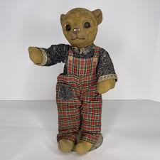 Vintage Flocked Plush Bear w/stand Dan Upchurch Japan 13" Ribbon Narrow Worldwid | eBay