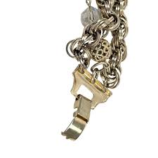 Vintage Gold Tone Chain Bracelet With Crystal Beads and ...