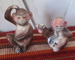 1950's Vintage Mother & Baby Monkey Ceramic Salt and Pepper Shakers - Etsy