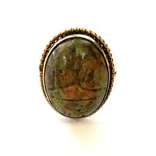 Moss Jasper Scarab Ring | eBay